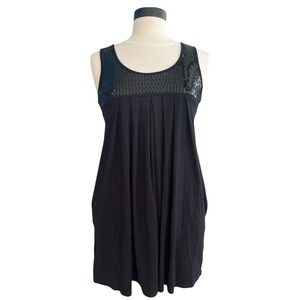 Love Rocks Baby Doll Sequins Pockets Black Mini Bubble Dress Med Indie Glam